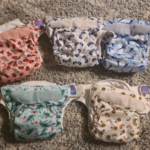 Lot of 5 bambino mio AIO cloth diapers one size